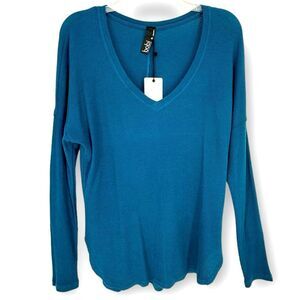 bobi NWT Long Sleeve Waffle Knit V- Neck Tee- size S